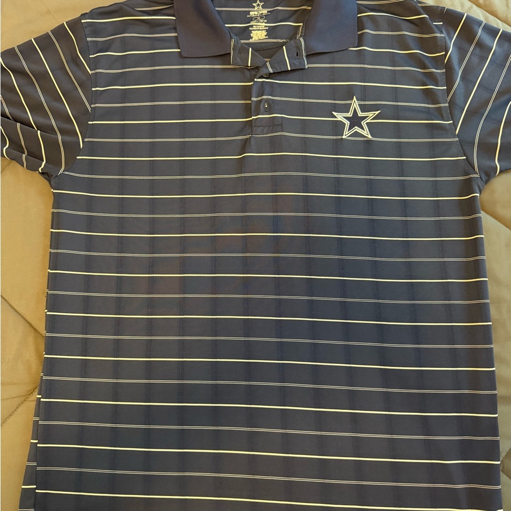 Men's Navy Striped Dallas Cowboys Polo Shirt